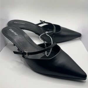 Calvin Klein Women's Black Slingback Kitten Heels